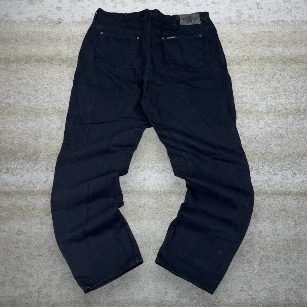 Vintage 90s Harley Davidson Jeans 40x32 Straight Fit Jet Black Wash Made in USA